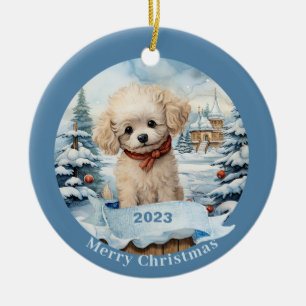 Poodle Art White Dog Pet Keramik Ornament