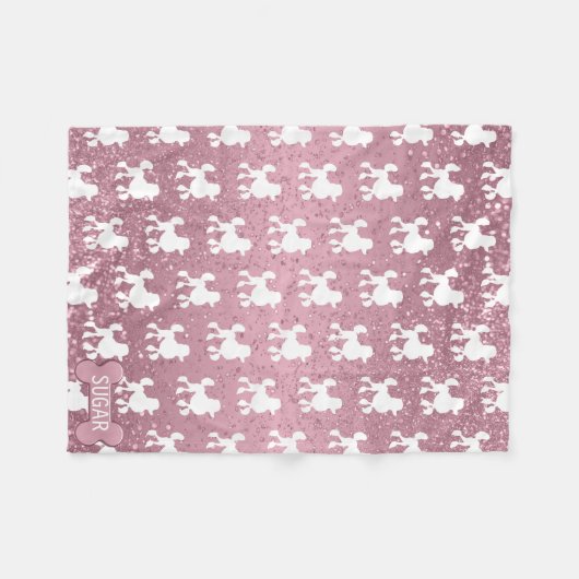 Poodle auf rosa Glitzer Fleecedecke (Vorderseite (Horizontal))