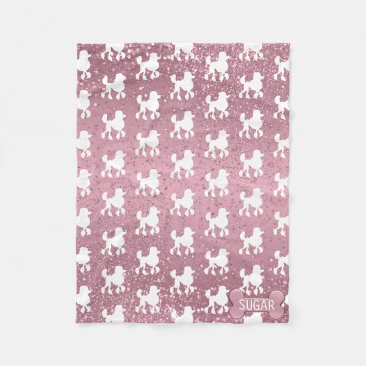 Poodle auf rosa Glitzer Fleecedecke (Vorderseite)