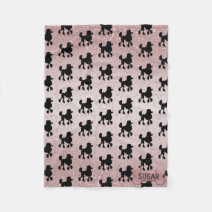 Poodle auf Rose Gold Glitzer Fleecedecke