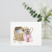 Poodle Baby Buggy Postkarte (Stehend Vorderseite)