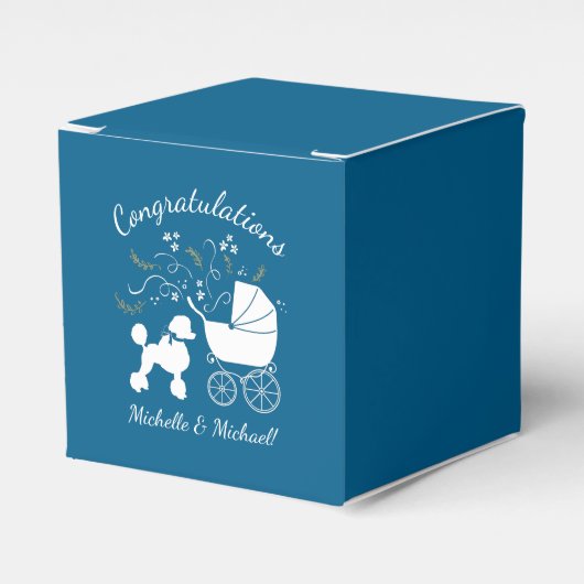 Poodle Baby Dusche Blue Geschenkschachtel (Vorderseite)