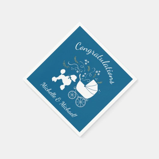 Poodle Baby Dusche Blue Serviette (Ecke)