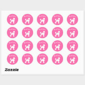 Poodle Baby Dusche Rosa Runder Aufkleber (Blatt)