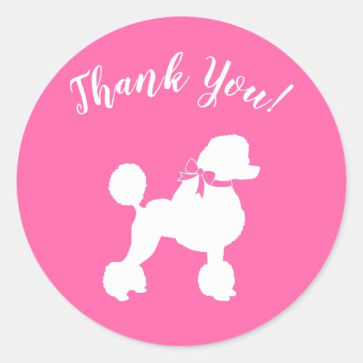 Poodle Baby Dusche Rosa Runder Aufkleber (Vorderseite)