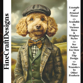 Poodle Bauer Portrait in Landschaft CG6 Decoupage Seidenpapier