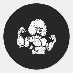Poodle Biceps Tattoo - Hundefutter Liebe Mama Runder Aufkleber
