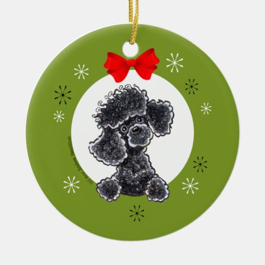 Poodle Black Town Personalisiert Keramik Ornament (Vorne)
