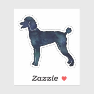 Poodle Black Watercolor-Silhouette Aufkleber