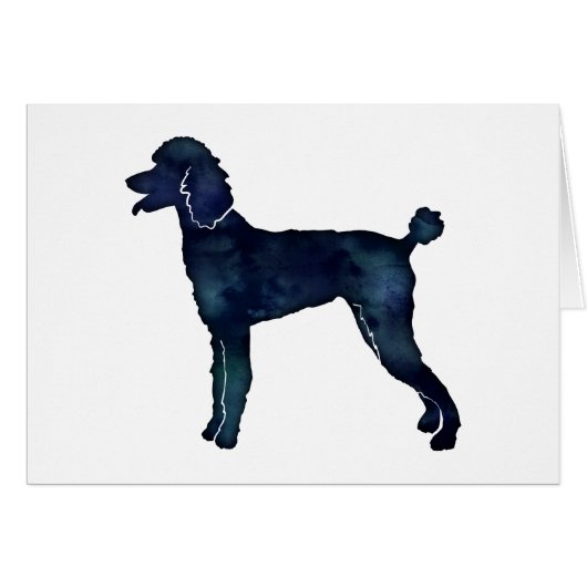 Poodle Black Watercolor Silhouette Card (Vorderseite (Horizontal))