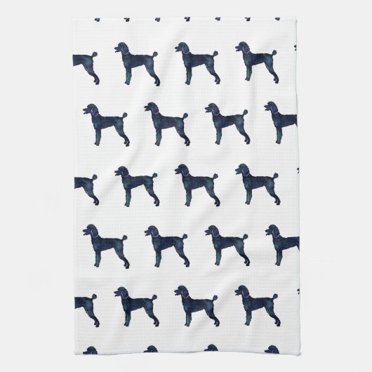 Poodle Black Watercolor-Silhouette Geschirrtuch (Vertikal)