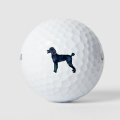 Poodle Black Watercolor-Silhouette Golfball (Vorderseite)