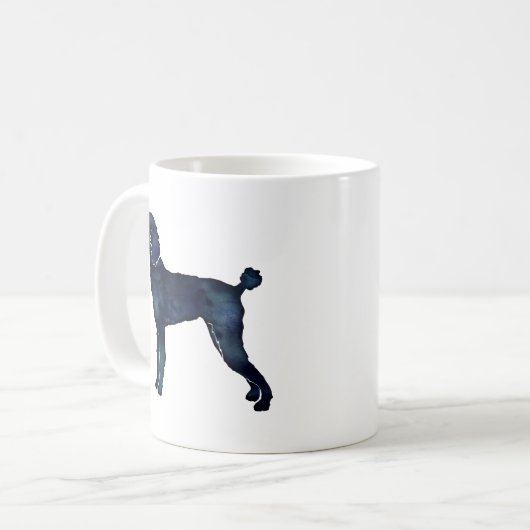 Poodle Black Watercolor-Silhouette Kaffeetasse (Vorderseite Links)