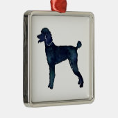 Poodle Black Watercolor-Silhouette Ornament Aus Metall (Rechts)
