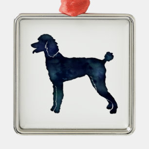 Poodle Black Watercolor-Silhouette Ornament Aus Metall