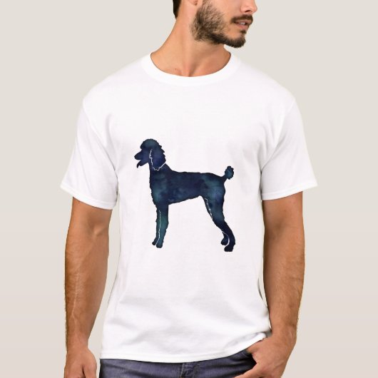 Poodle Black Watercolor-Silhouette T-Shirt (Vorderseite)
