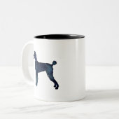 Poodle Black Watercolor-Silhouette Zweifarbige Tasse (Vorderseite Links)