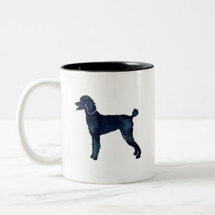 Poodle Black Watercolor-Silhouette Zweifarbige Tasse