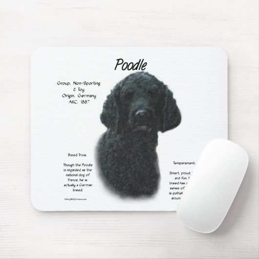 Poodle (blk) History Design Mousepad (Mit Mouse)