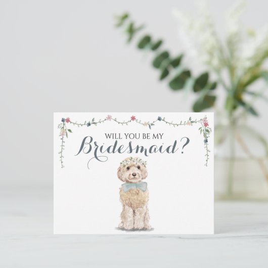 Poodle Boo Dog Brautparty ist meine Bridesmaid Einladungspostkarte (Stehend Vorderseite)