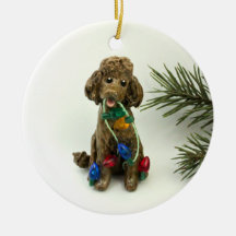 Poodle braune Keramik Ornament