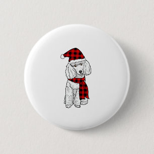 Poodle Buffalo Kariert Poodles Dog Lover Christmas Button