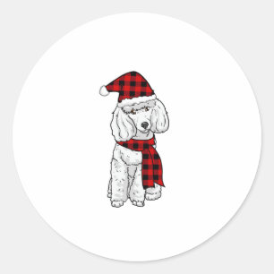 Poodle Buffalo Kariert Poodles Dog Lover Christmas Runder Aufkleber