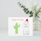 Poodle Cactus Christmas Feiertagspostkarte (Stehend Vorderseite)