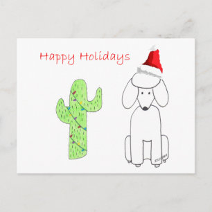 Poodle Cactus Christmas Feiertagspostkarte