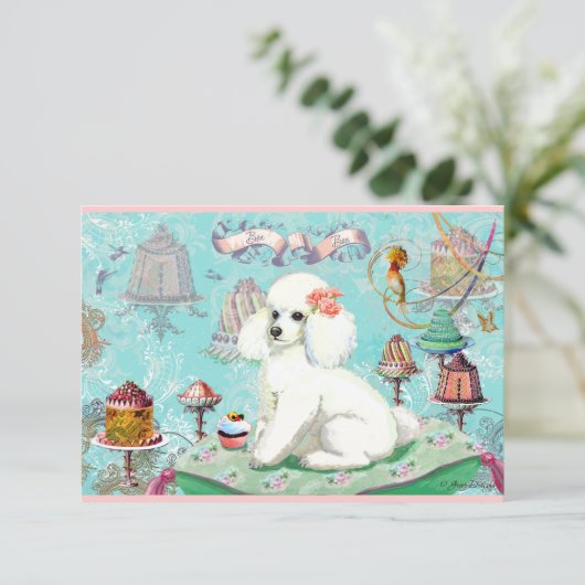 Poodle Cakes Einladung (Stehend Vorderseite)