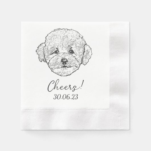 Poodle Cheers Dog Custom Cocktail Napkin Serviette (Vorderseite)