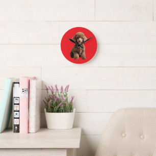 Poodle Chic” – Pudel-Plüsch-Schultertasche Runde Wanduhr