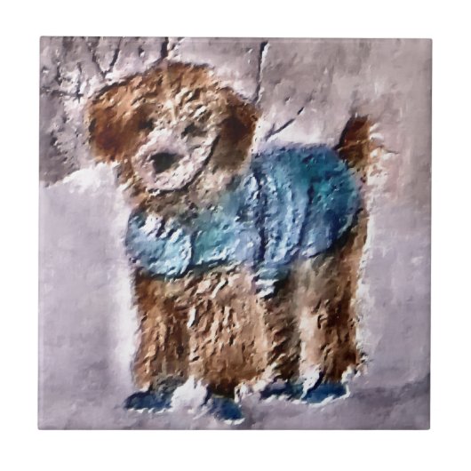 Poodle Christmas Art Fliese (Vorderseite)
