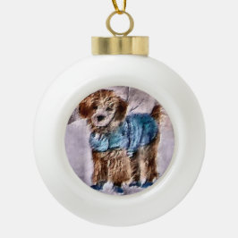 Poodle Christmas Art Keramik Kugel-Ornament
