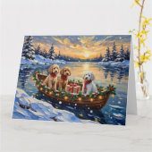 Poodle Christmas Boat Holiday Karte (Gelbe Blume)