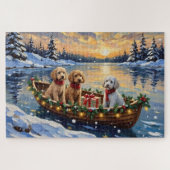 Poodle Christmas Boat Holiday Puzzle (Horizontal)