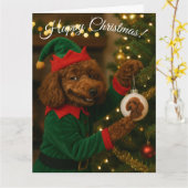 Poodle Christmas card Karte (Gelbe Blume)