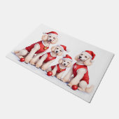 Poodle Christmas Dress Santa Hat Fußmatte (Schrägansicht)