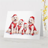 Poodle Christmas Dress Santa Hat Karte (Gelbe Blume)