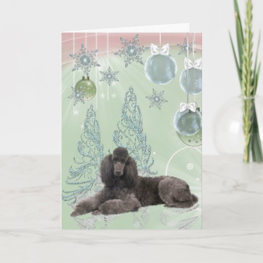 Poodle Christmas Feiertagskarte (Vorderseite)
