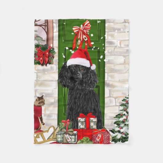Poodle Christmas Fleecedecke (Vorderseite)