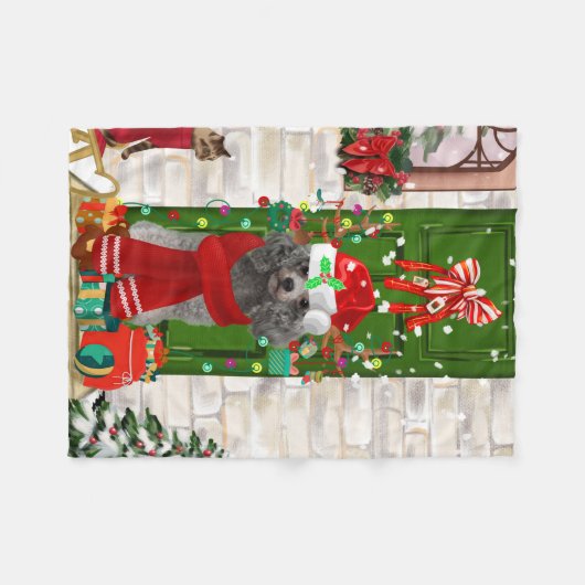 Poodle Christmas Fleecedecke (Vorderseite (Horizontal))