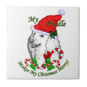 Poodle Christmas froh Fliese (Vorderseite)