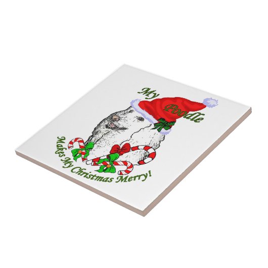 Poodle Christmas froh Fliese (Seite)