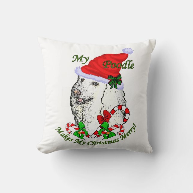 Poodle Christmas froh Kissen (Vorderseite)