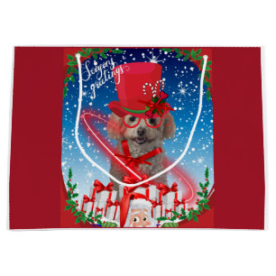 Poodle Christmas Frohen Festtage Geschenktasche Große Geschenktüte