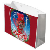 Poodle Christmas Frohen Festtage Geschenktasche Große Geschenktüte (Rückseite Schrägansicht)