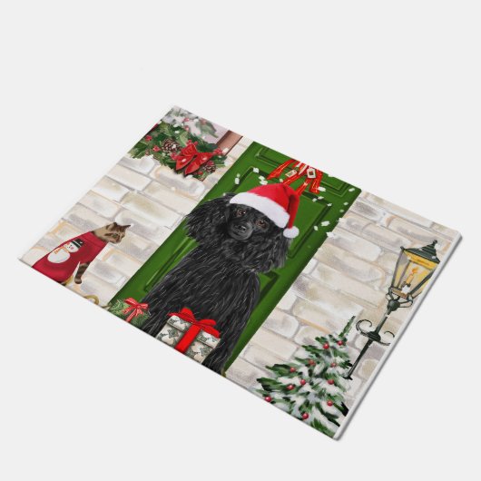 Poodle Christmas Fußmatte (Schrägansicht)