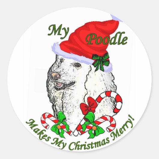 Poodle Christmas Geschenke Runder Aufkleber (Vorderseite)