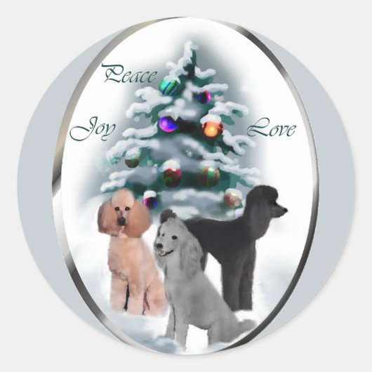 Poodle Christmas Geschenke Runder Aufkleber (Vorderseite)